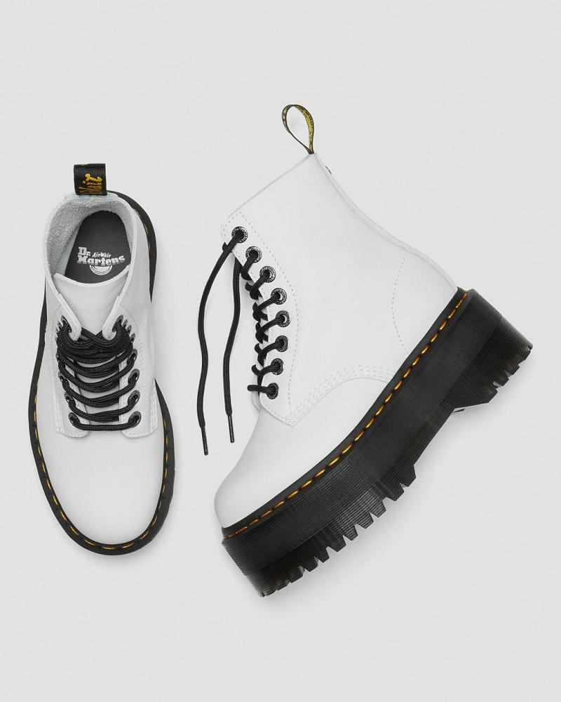 Botas Plataforma Dr Martens 1460 Pascal Max Cuero Mujer Blancos | MX 549PJJ